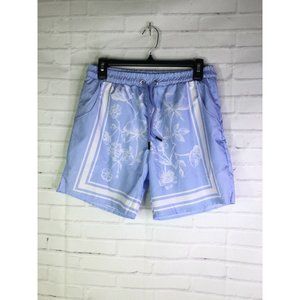 Boohooman x Dababy Collab Lightweight Blue White Floral Swim Shorts Men's Small